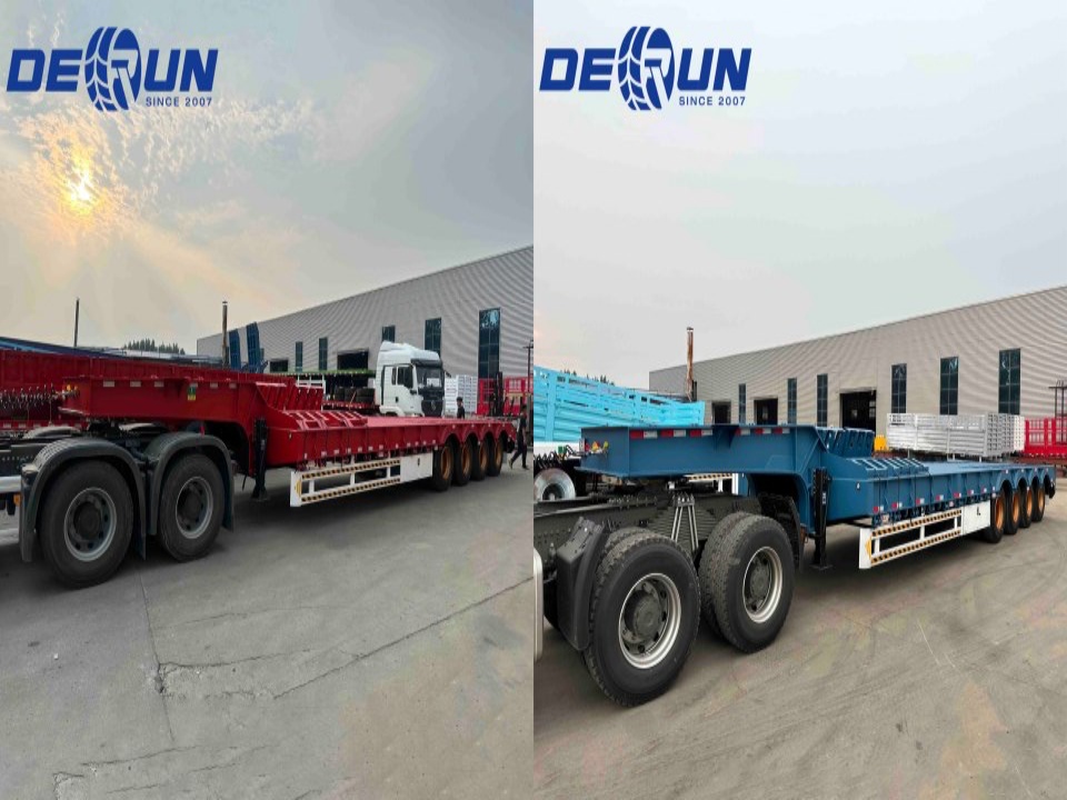 Derun 4 Axle Lowbed Semi Trailerがポートに向かって成功しました